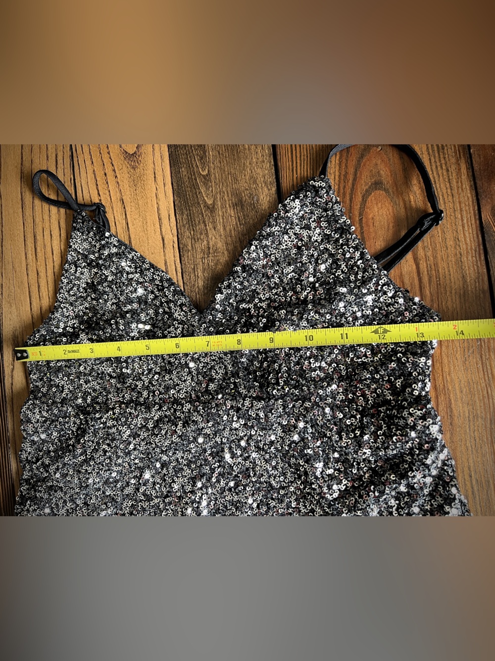 MONTEAU Los Angeles • sequined silver babydoll crop cami top festival party glam - Picture 13 of 14